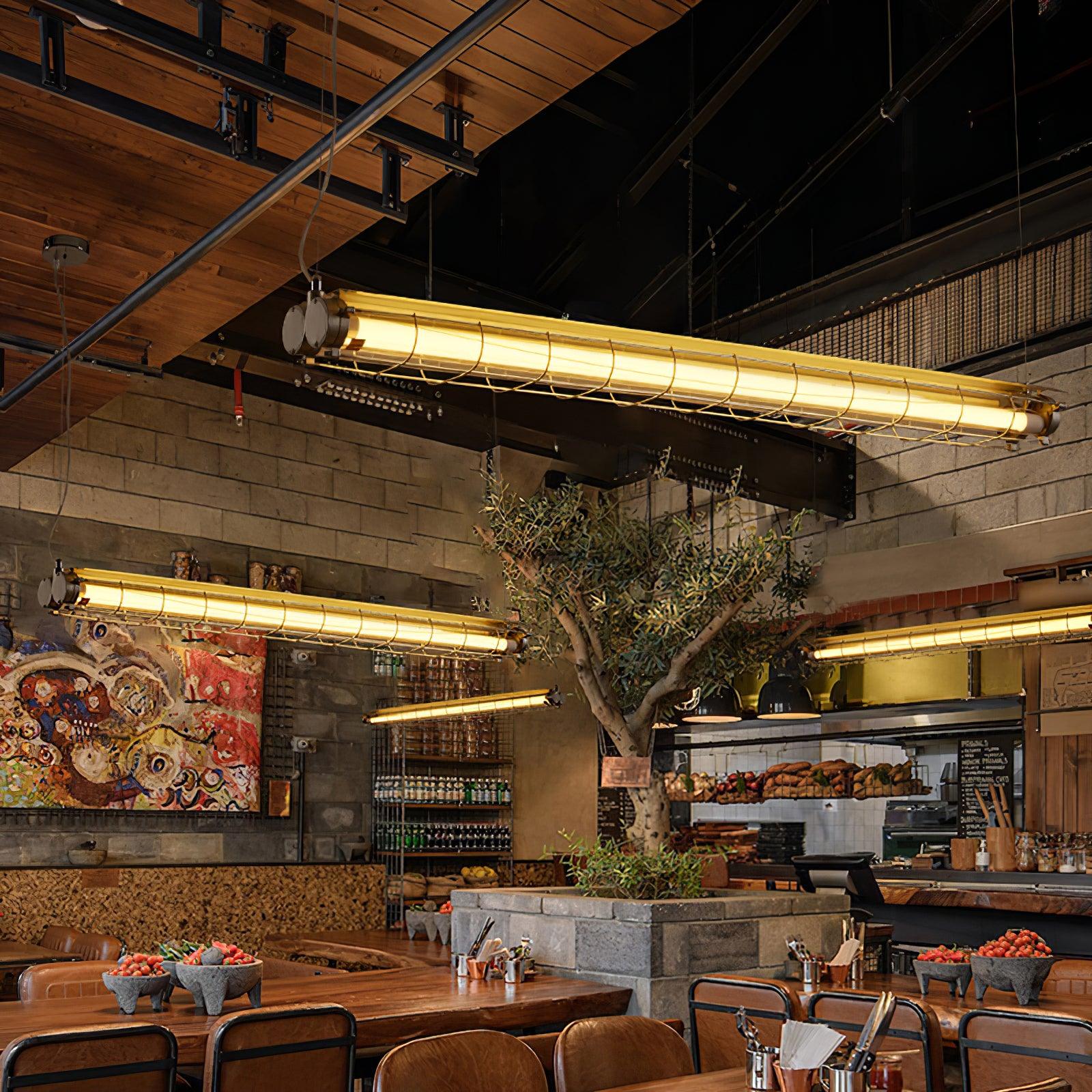 Modern Linear LED Ceiling Light – Polished Metal & Glass Finish