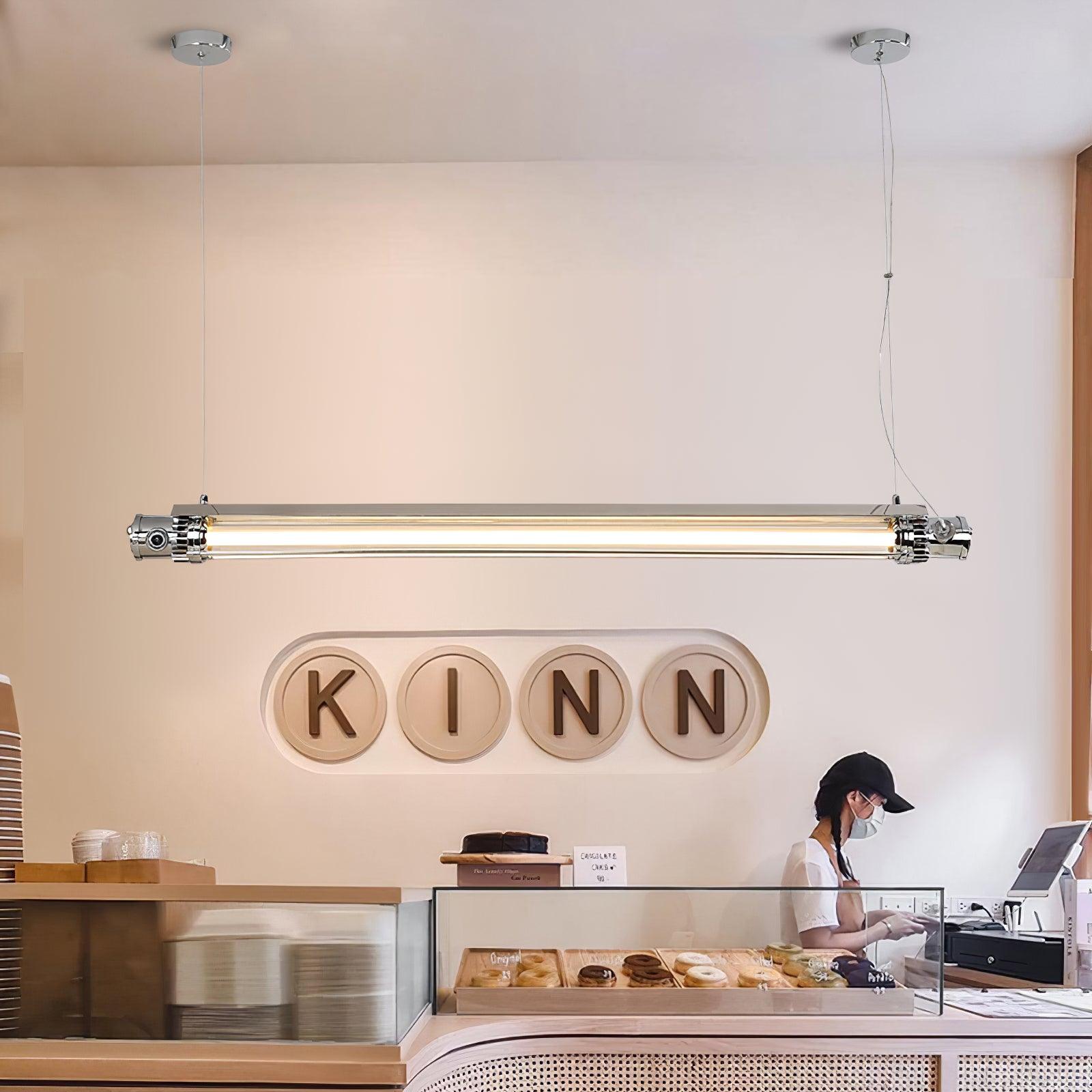 Modern Linear LED Ceiling Light – Polished Metal & Glass Finish