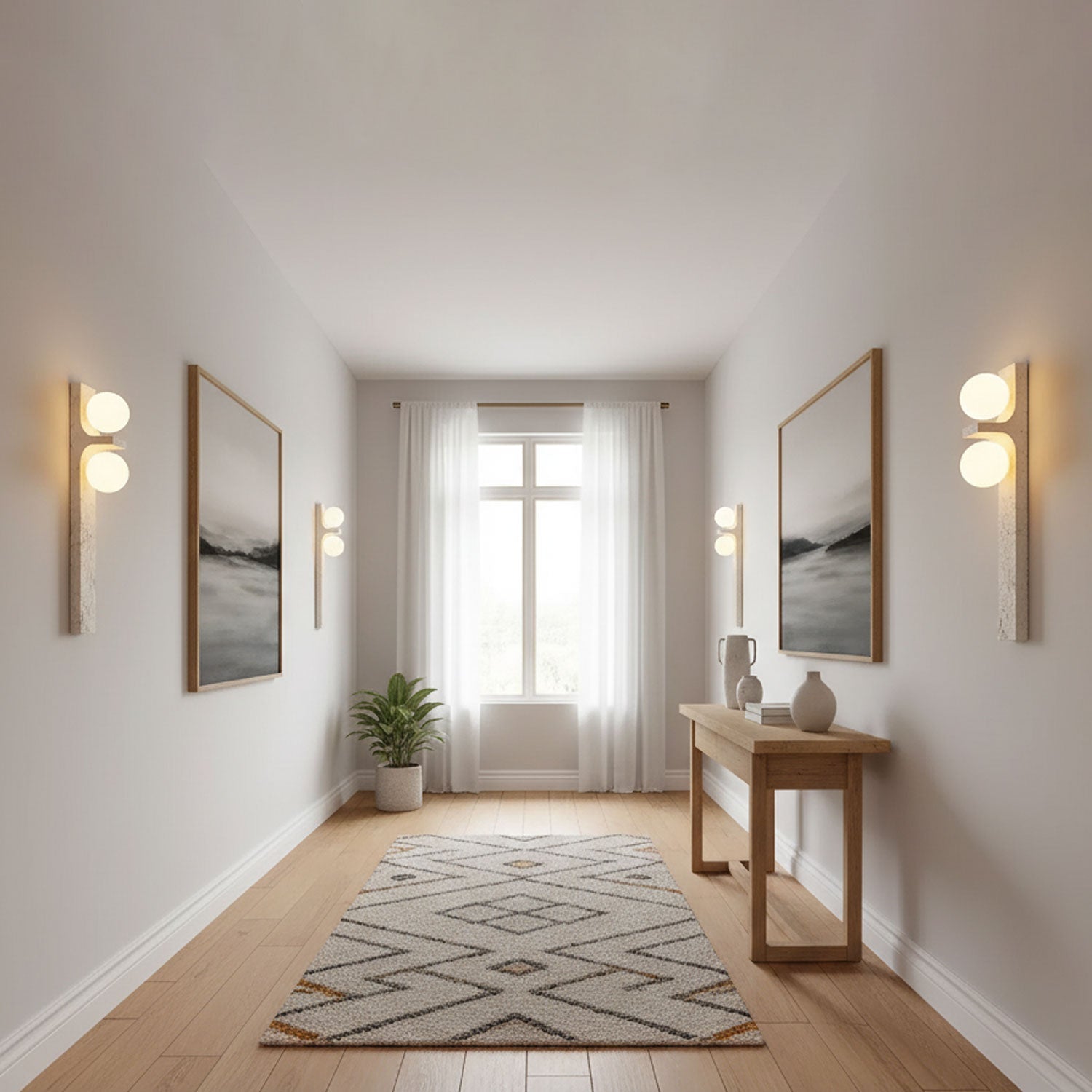 Asymmetrical Travertine Wall Sconce – Yellow Stone LED Indoor Lamp