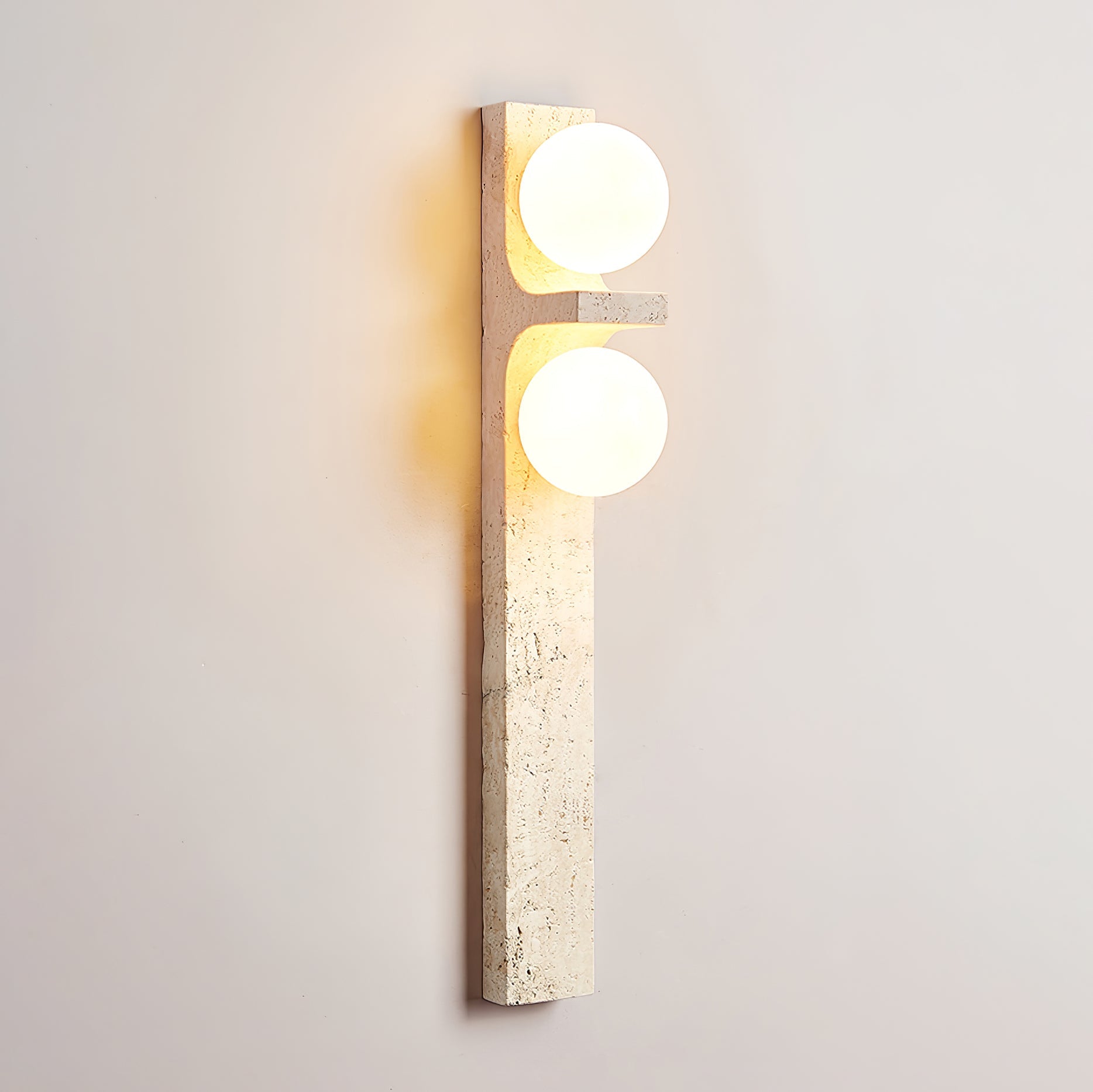 Asymmetrical Travertine Wall Sconce – Yellow Stone LED Indoor Lamp