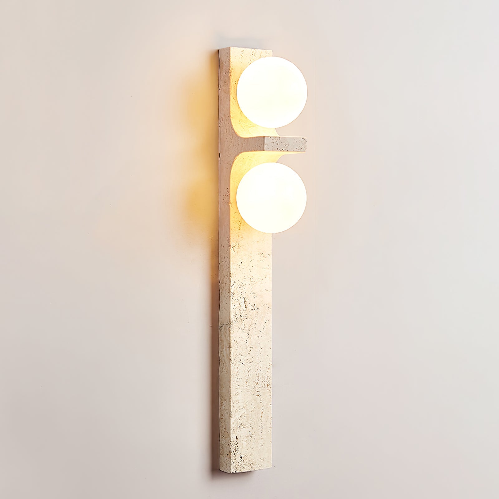 Asymmetrical Travertine Wall Sconce – Yellow Stone LED Indoor Lamp