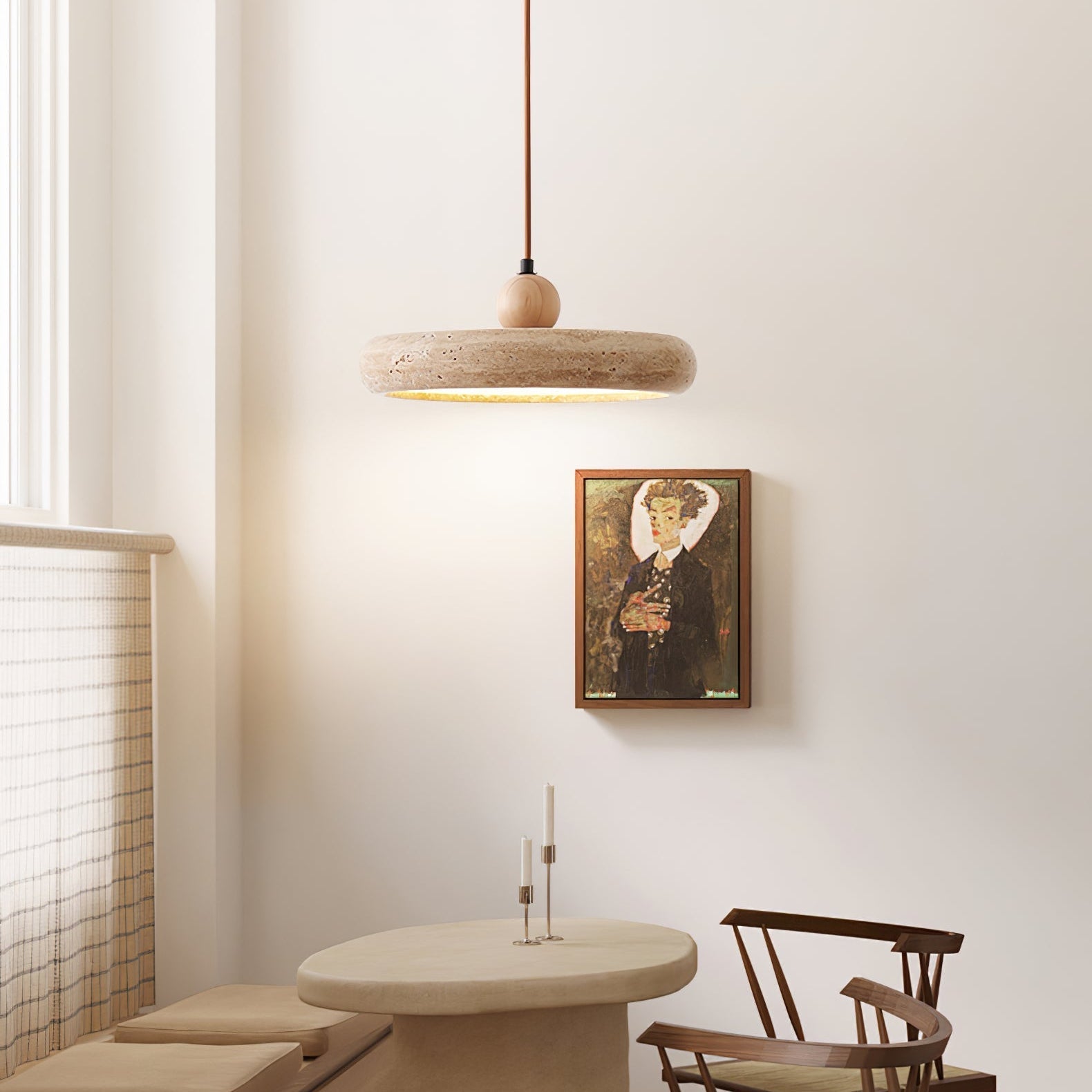Minimalist Travertine Ceiling Lamp – Indoor LED Pendant Lamp