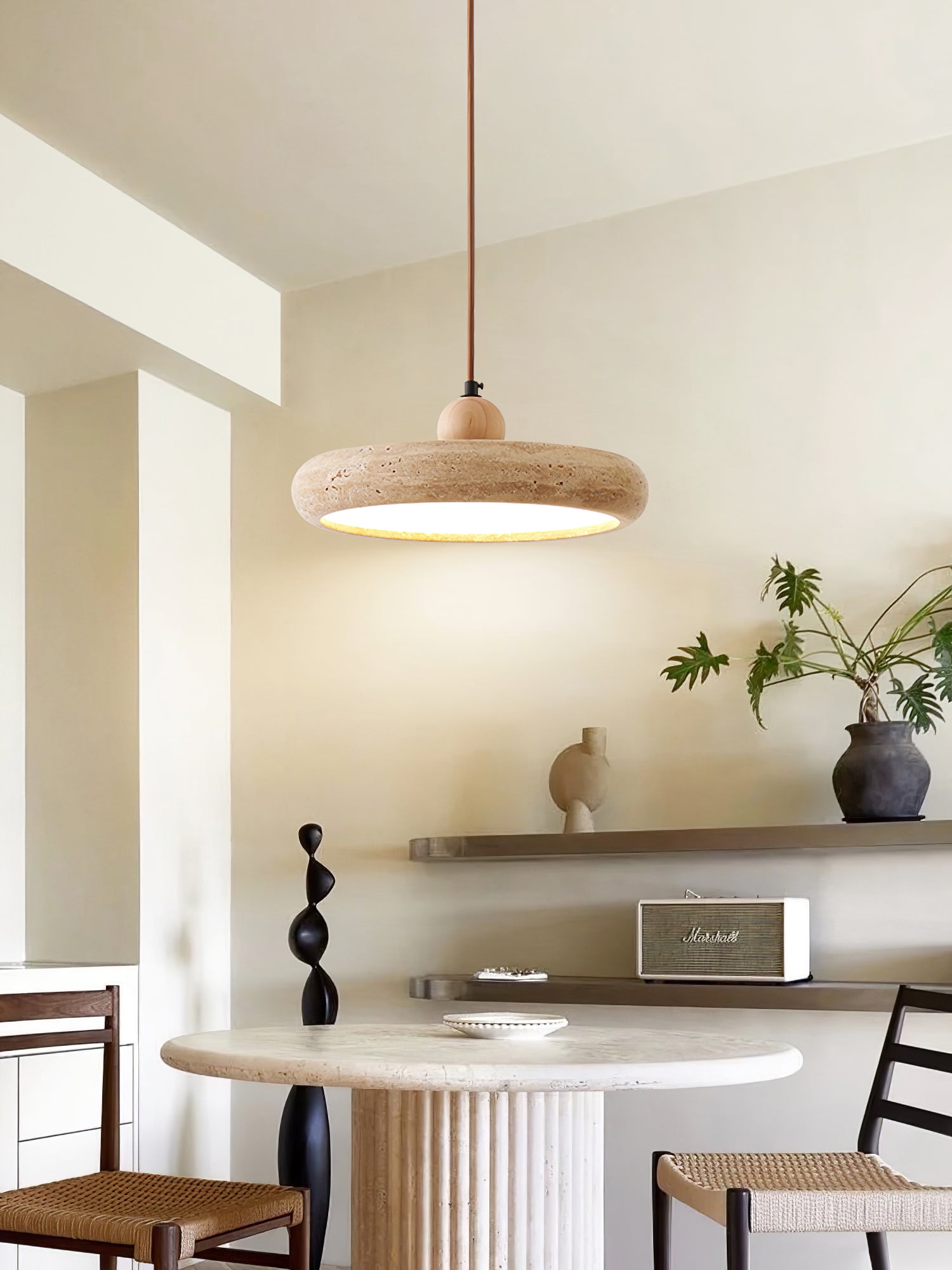 Minimalist Travertine Ceiling Lamp – Indoor LED Pendant Lamp
