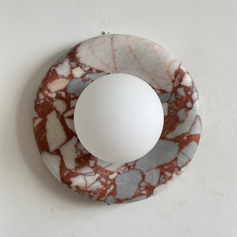 Red Marble Wall Sconce Light – Modern Decorative Lighting Fixture