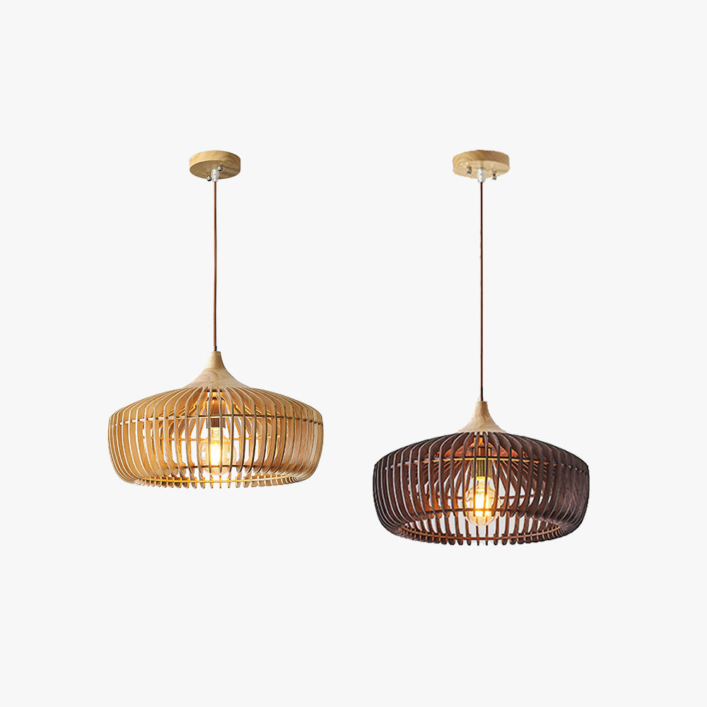 Nordic Japanese Pendant Light – Wooden Ceiling Lamp for Bedroom