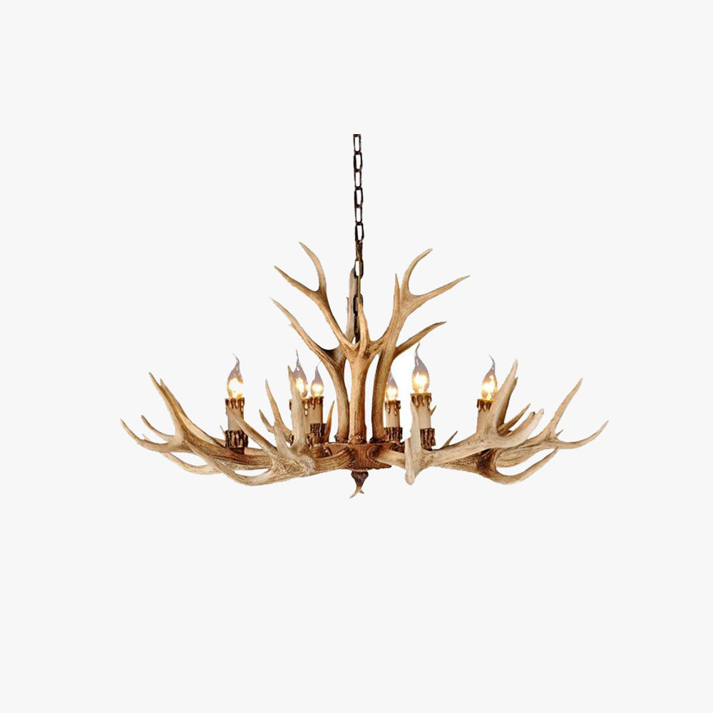 Artistic Deer Antler Chandelier – Retro Resin Horn Candle Light Design