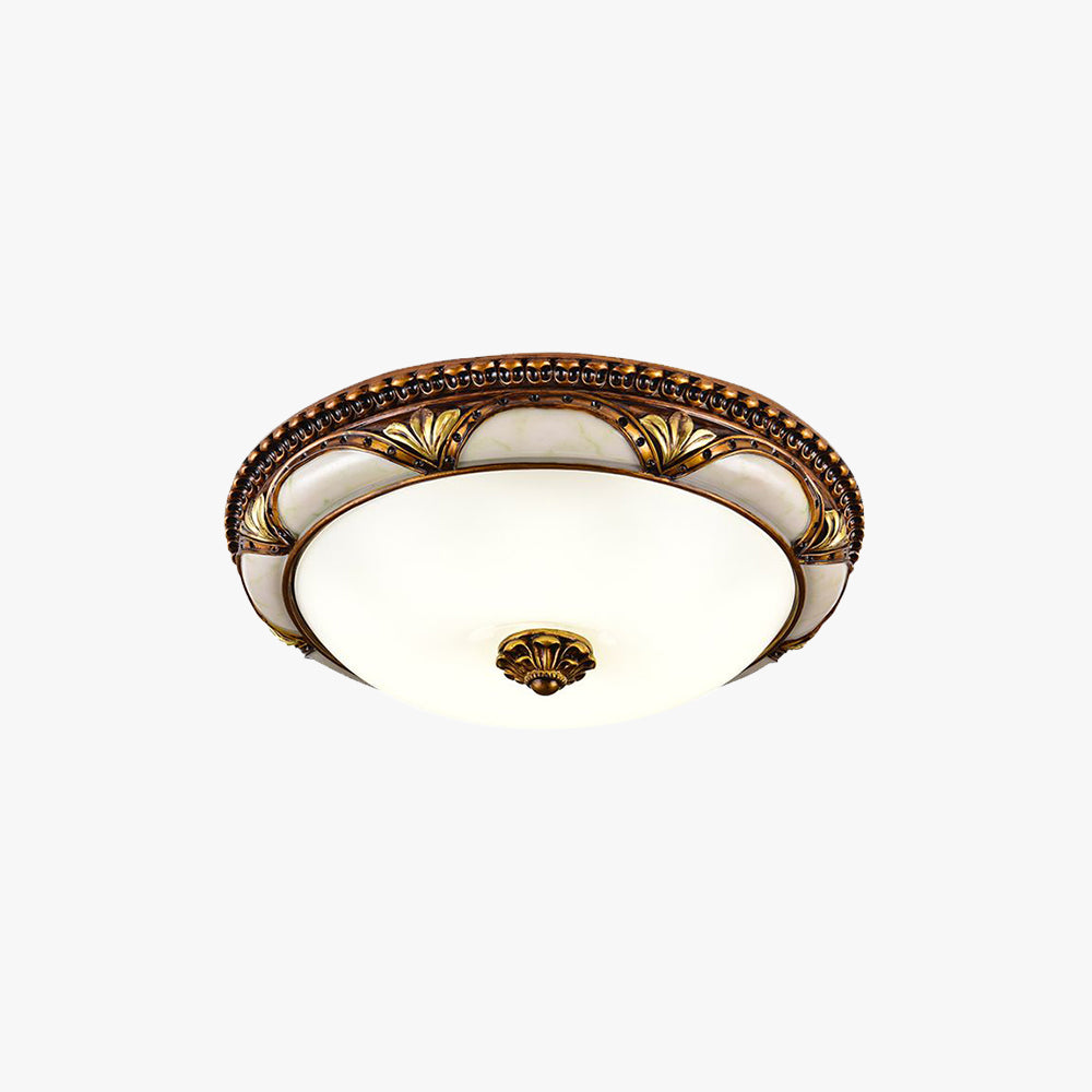 Retro Flush Mount Ceiling Light – Antique-Inspired Brass Finish