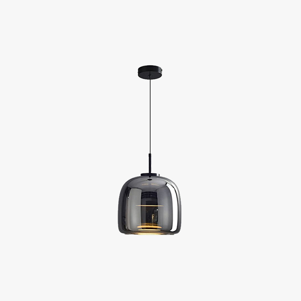 Modern Glass and Metal Pendant Light – Adjustable Chain Ceiling Fixture