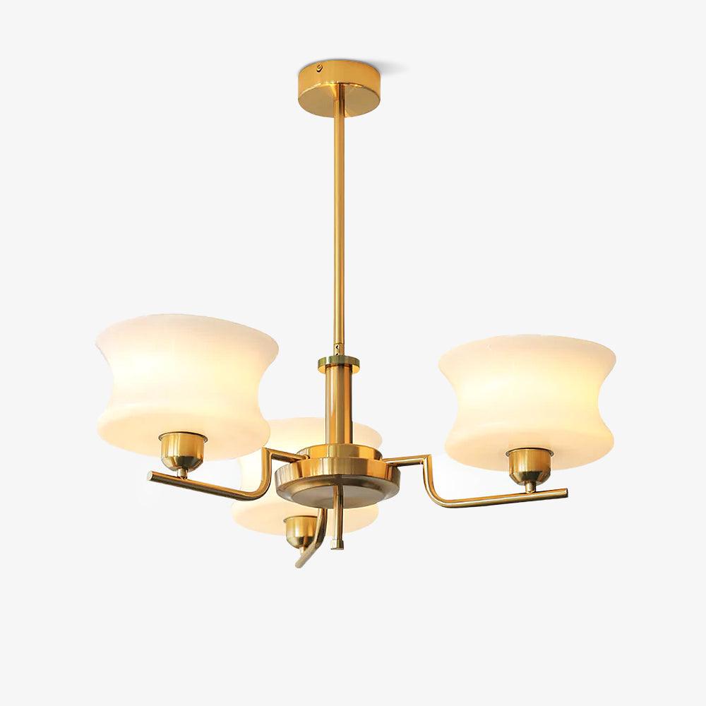 Modern Nordic Chandelier – Belue Glass and Brass Hanging Light Fixture