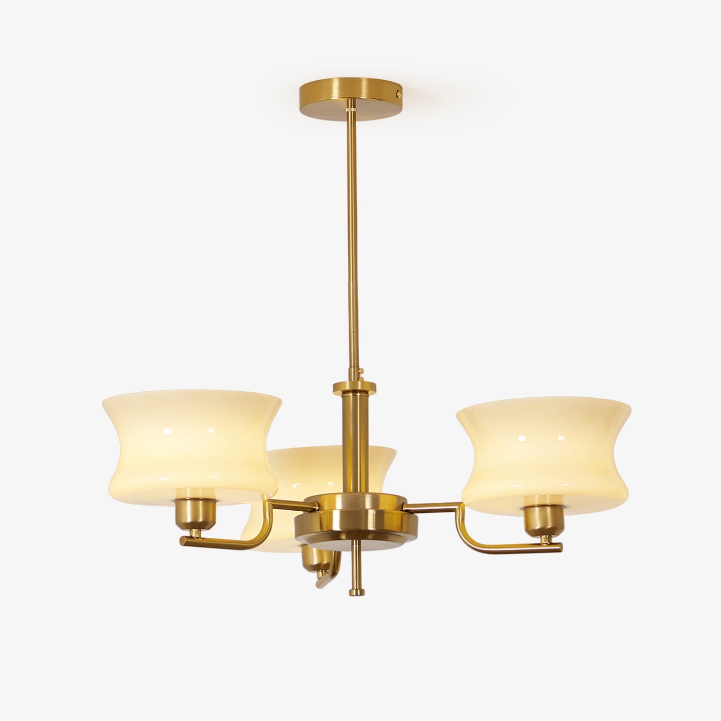 Modern Nordic Chandelier – Belue Glass and Brass Hanging Light Fixture