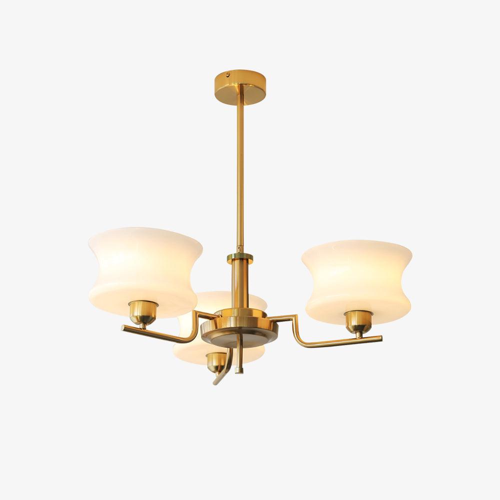Modern Nordic Chandelier – Belue Glass and Brass Hanging Light Fixture