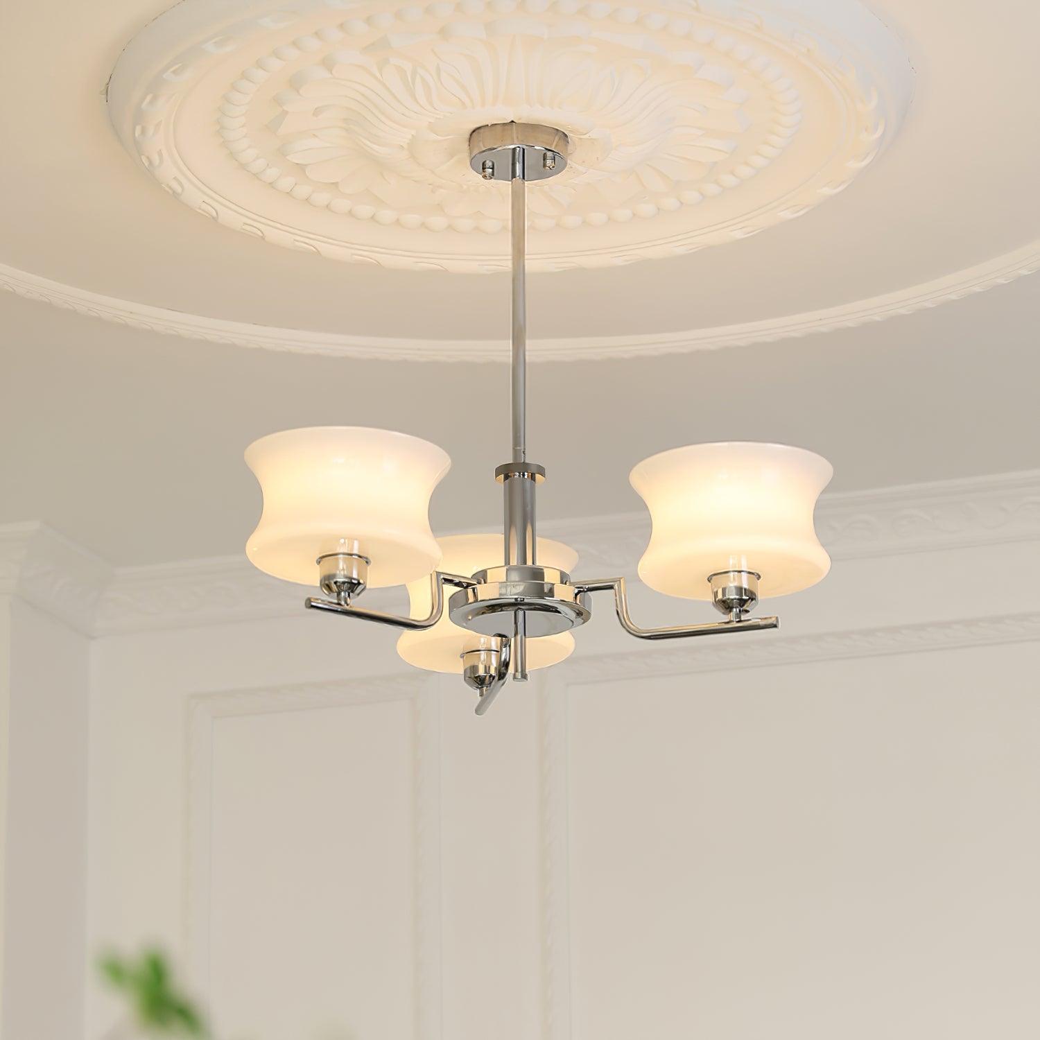 Modern Nordic Chandelier – Belue Glass and Brass Hanging Light Fixture