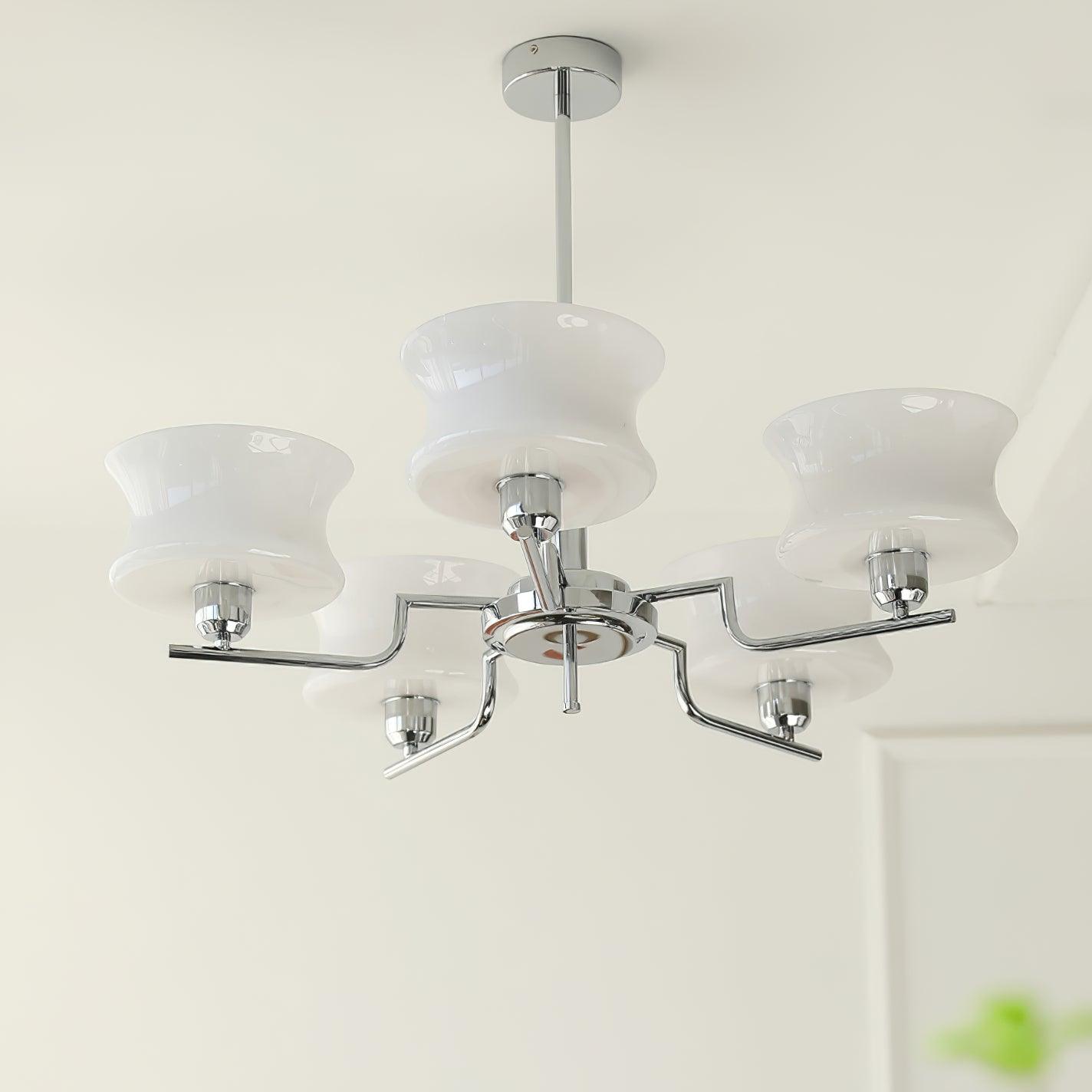 Modern Nordic Chandelier – Belue Glass and Brass Hanging Light Fixture