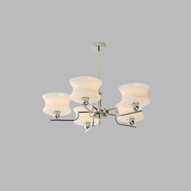 Modern Nordic Chandelier – Belue Glass and Brass Hanging Light Fixture
