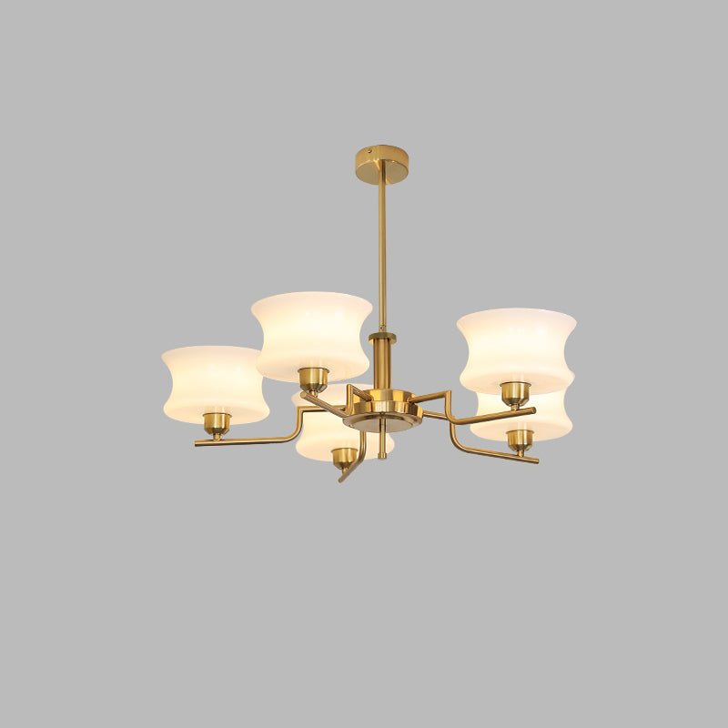Modern Nordic Chandelier – Belue Glass and Brass Hanging Light Fixture