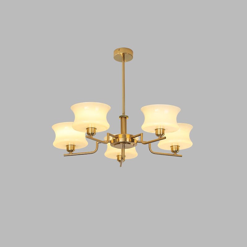 Modern Nordic Chandelier – Belue Glass and Brass Hanging Light Fixture