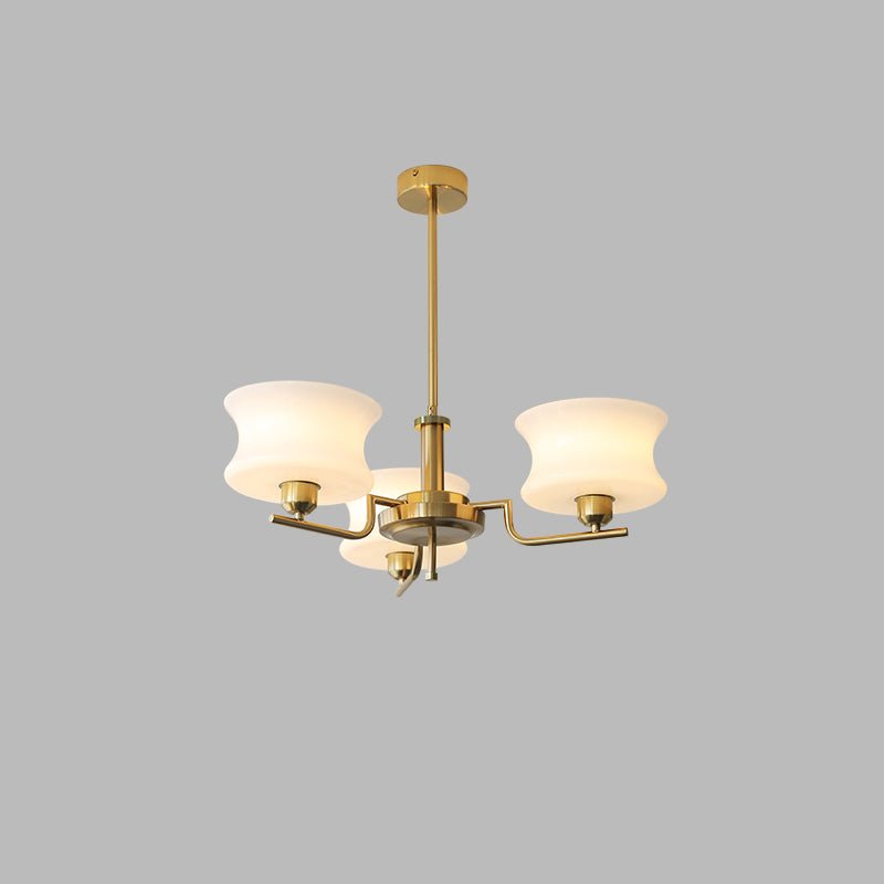 Modern Nordic Chandelier – Belue Glass and Brass Hanging Light Fixture