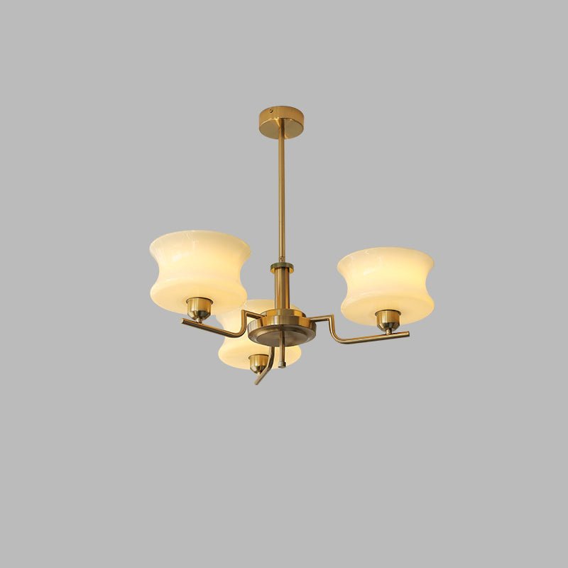 Modern Nordic Chandelier – Belue Glass and Brass Hanging Light Fixture