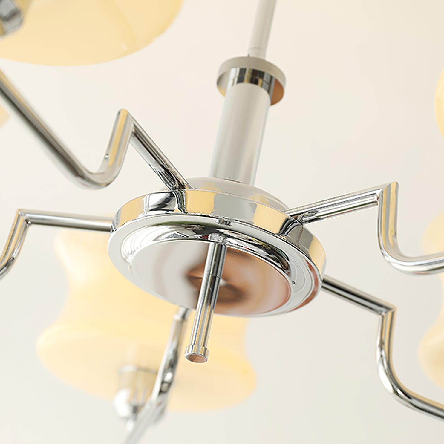 Modern Nordic Chandelier – Belue Glass and Brass Hanging Light Fixture