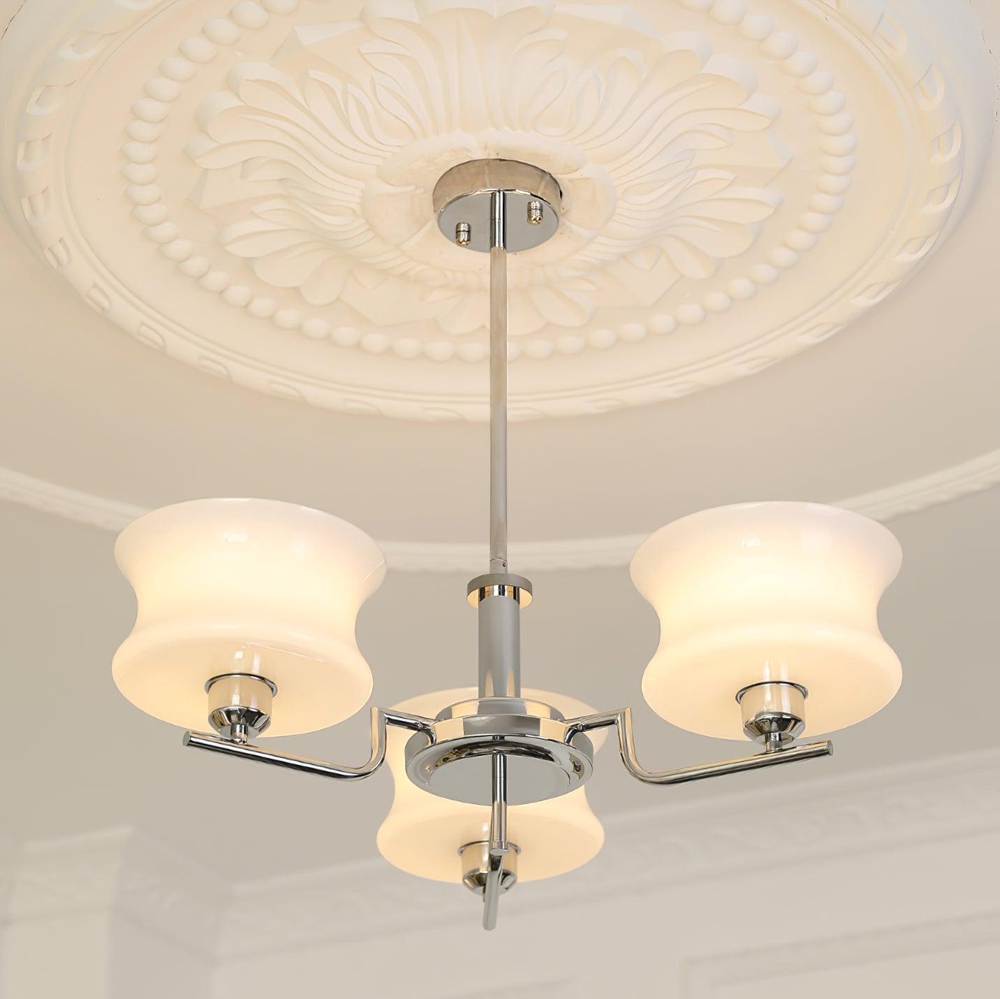 Modern Nordic Chandelier – Belue Glass and Brass Hanging Light Fixture