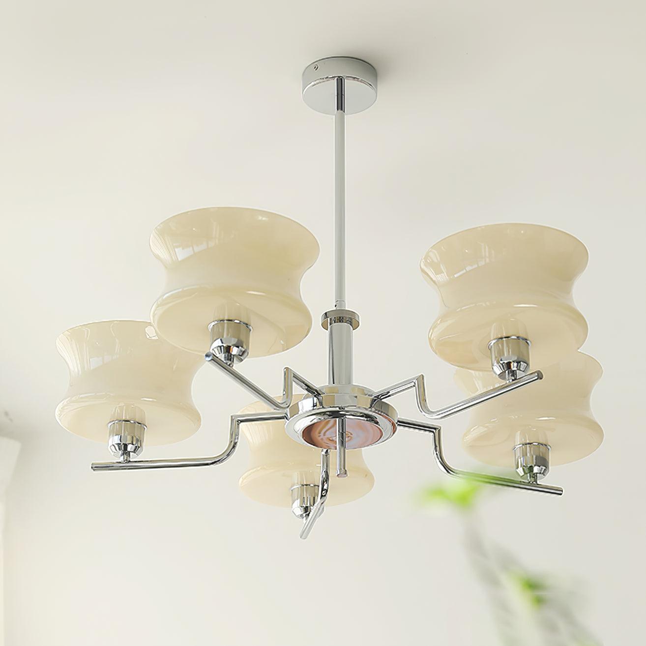 Modern Nordic Chandelier – Belue Glass and Brass Hanging Light Fixture