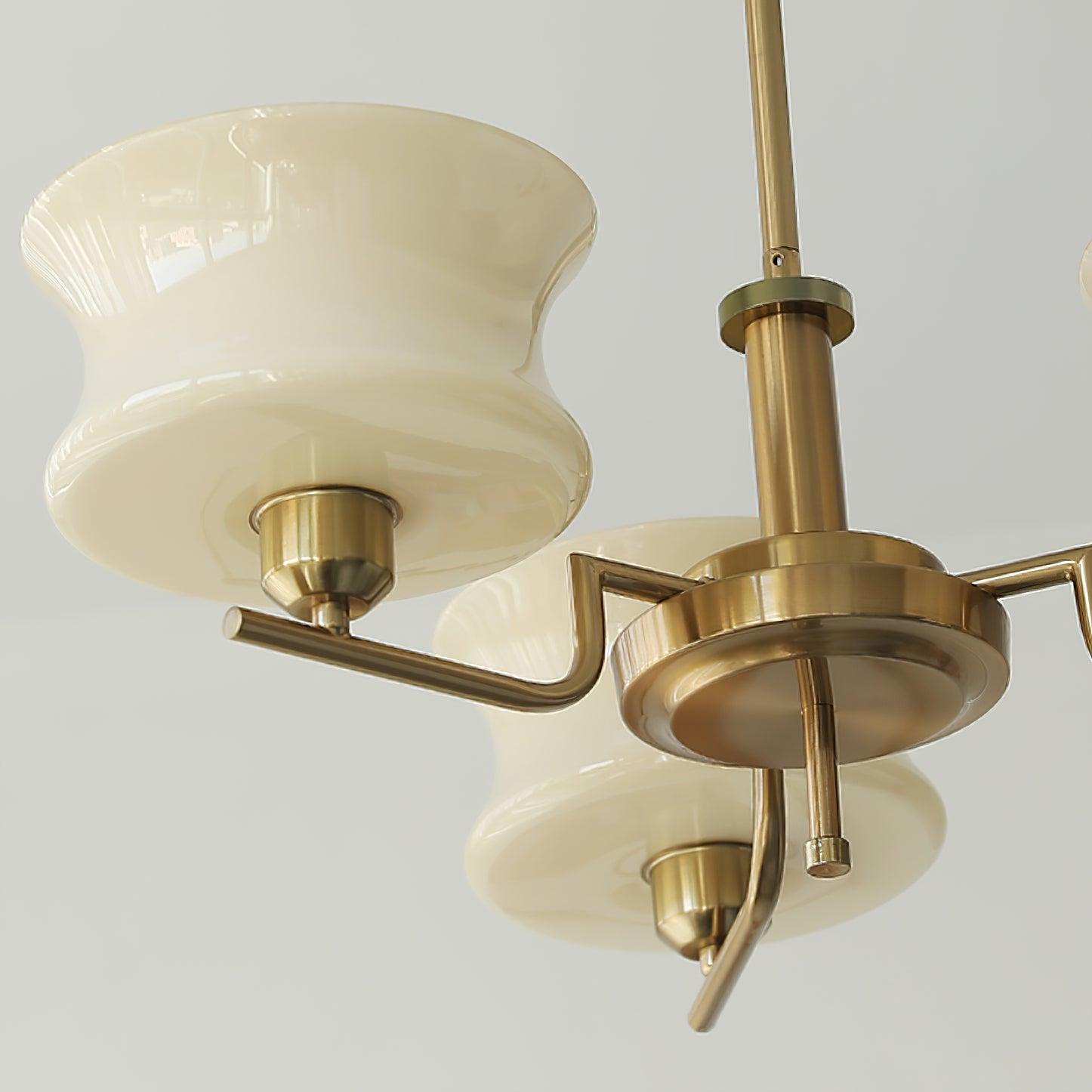 Modern Nordic Chandelier – Belue Glass and Brass Hanging Light Fixture