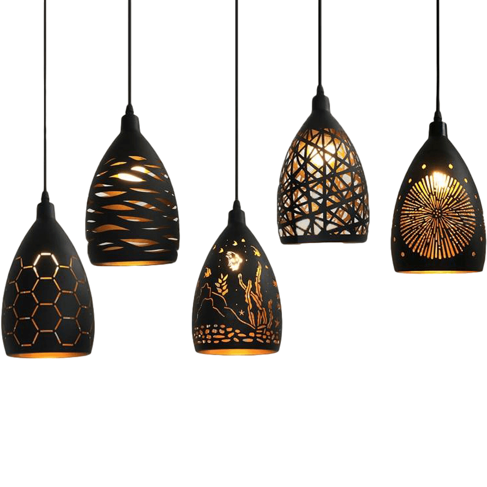 Cross‑Hatching Pendant Lamp | Metal Shade
