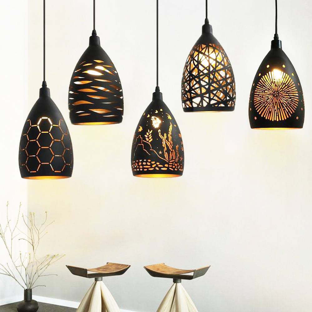Cross‑Hatching Pendant Lamp | Metal Shade