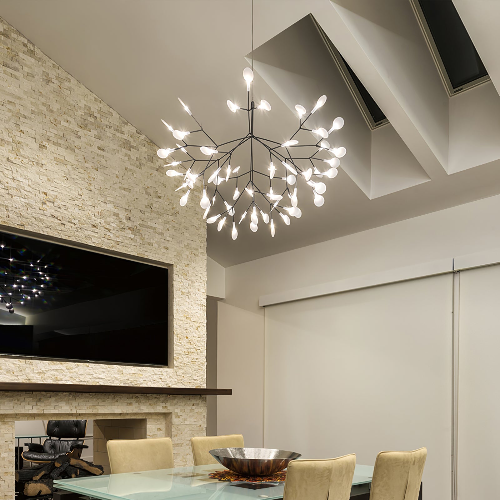 Black Firefly LED Pendant Chandelier – Contemporary Hanging Light