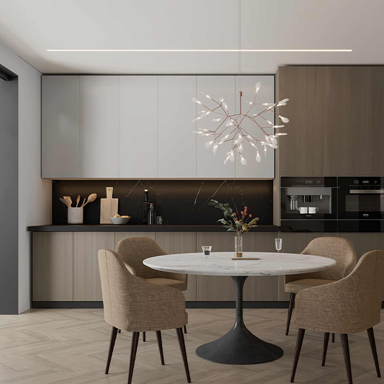 Black Firefly LED Pendant Chandelier – Contemporary Hanging Light