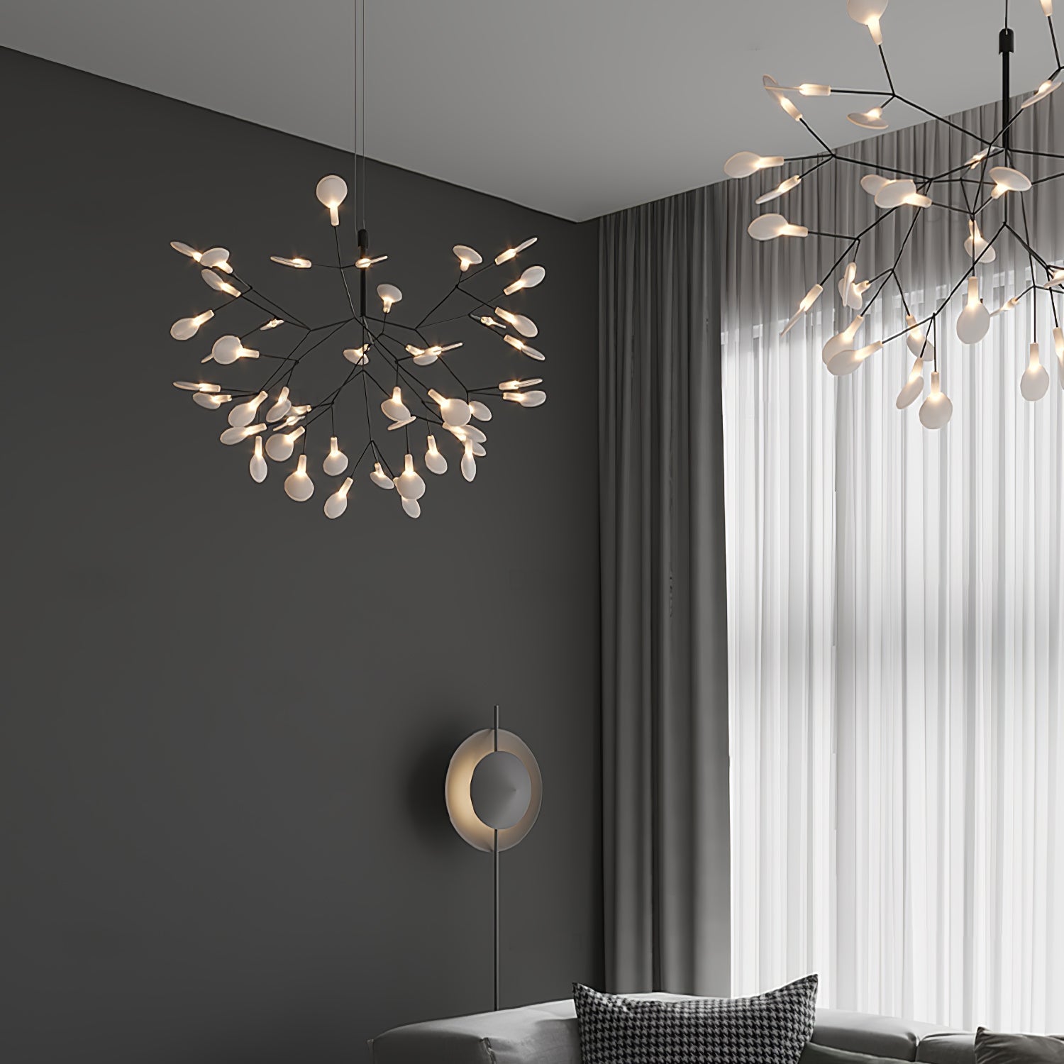 Black Firefly LED Pendant Chandelier – Contemporary Hanging Light