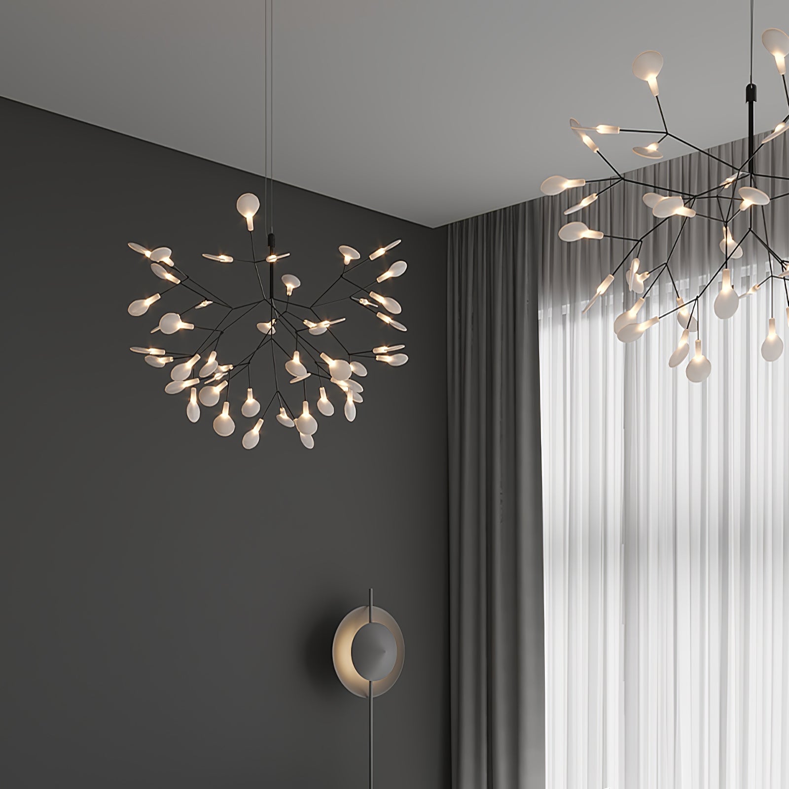 Black Firefly LED Pendant Chandelier – Contemporary Hanging Light