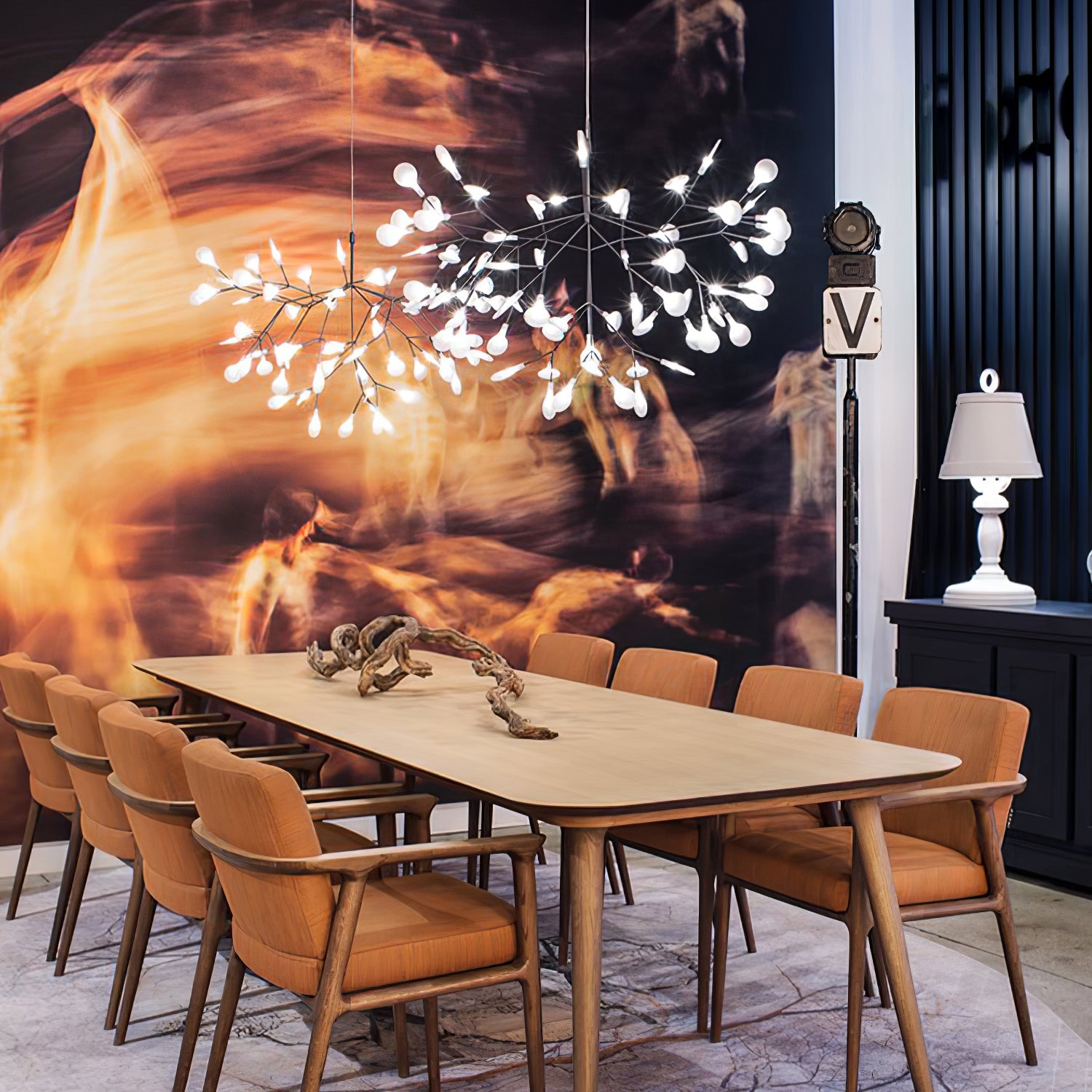 Black Firefly LED Pendant Chandelier – Contemporary Hanging Light