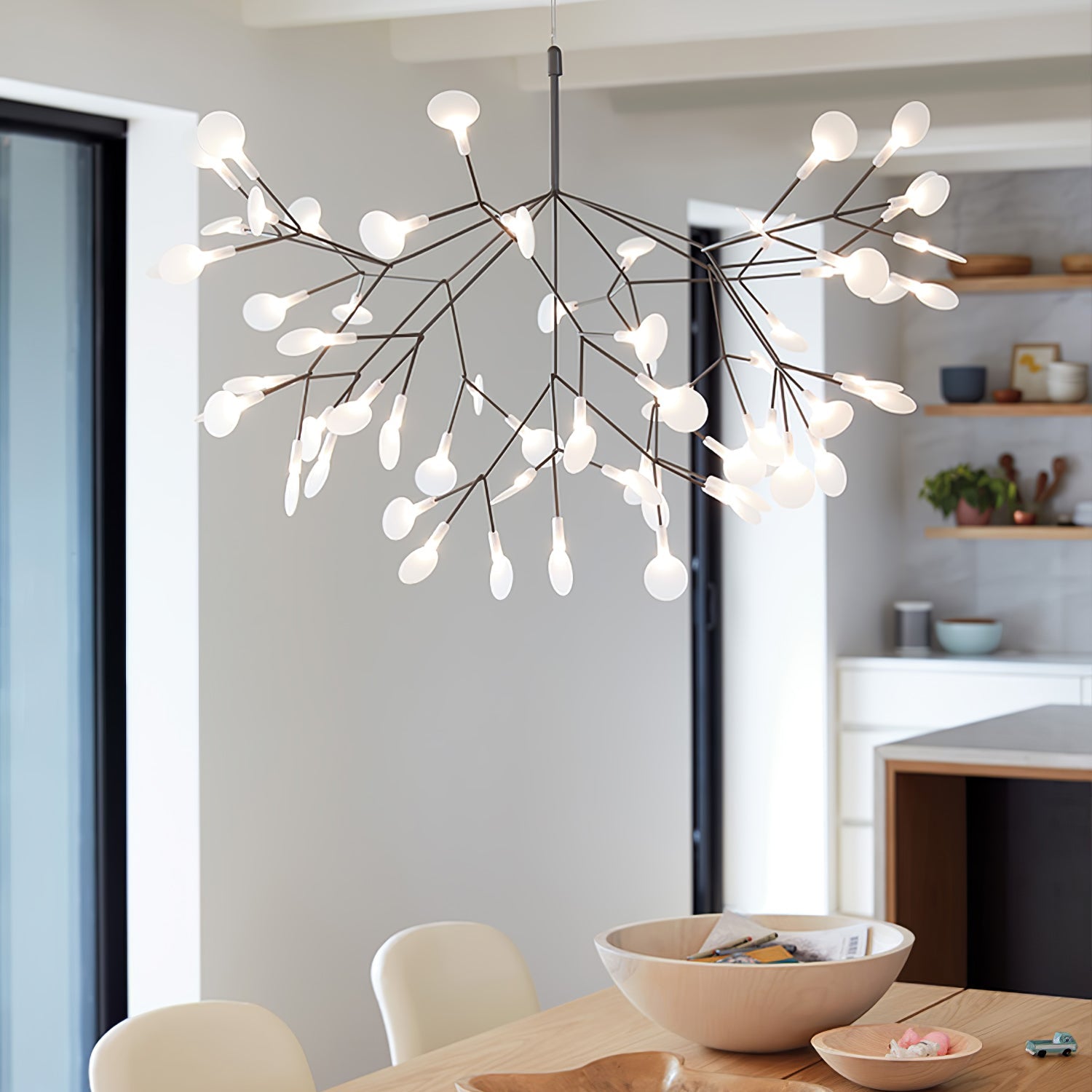 Black Firefly LED Pendant Chandelier – Contemporary Hanging Light