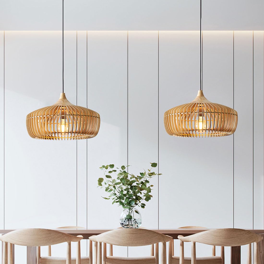 Nordic Japanese Pendant Light – Wooden Ceiling Lamp for Bedroom