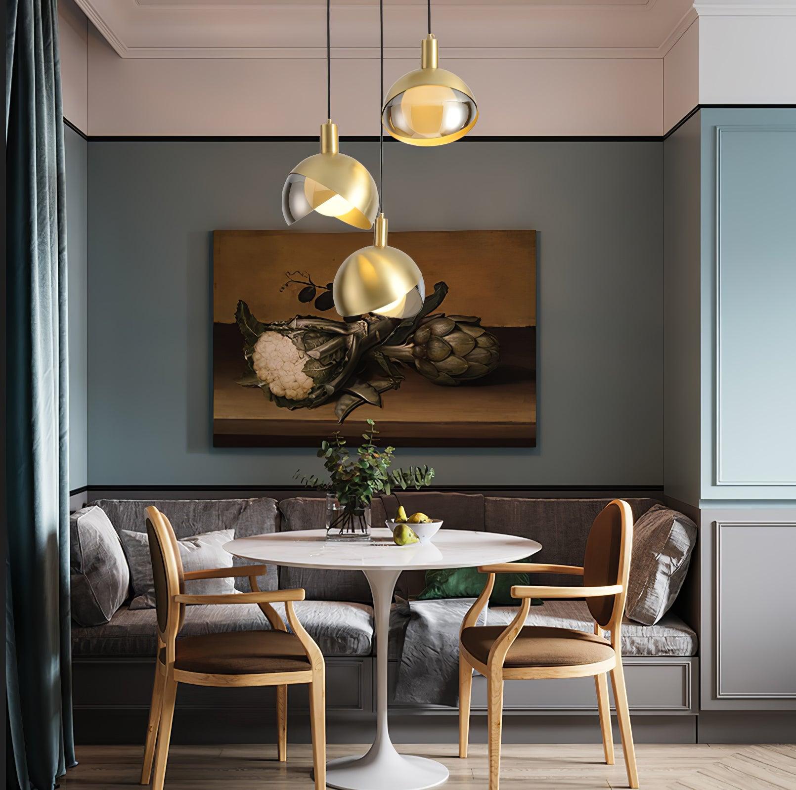 Half Round Golden-Shade Pendant Light