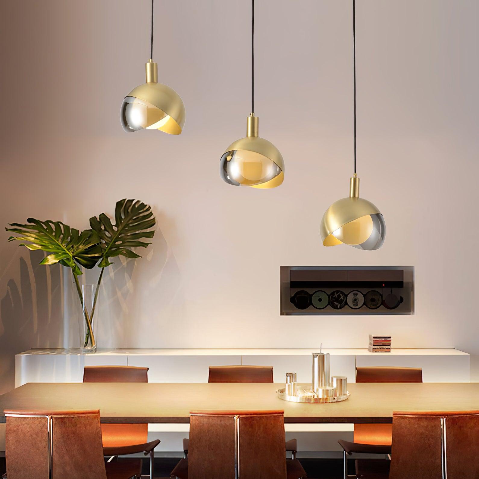 Half Round Golden-Shade Pendant Light
