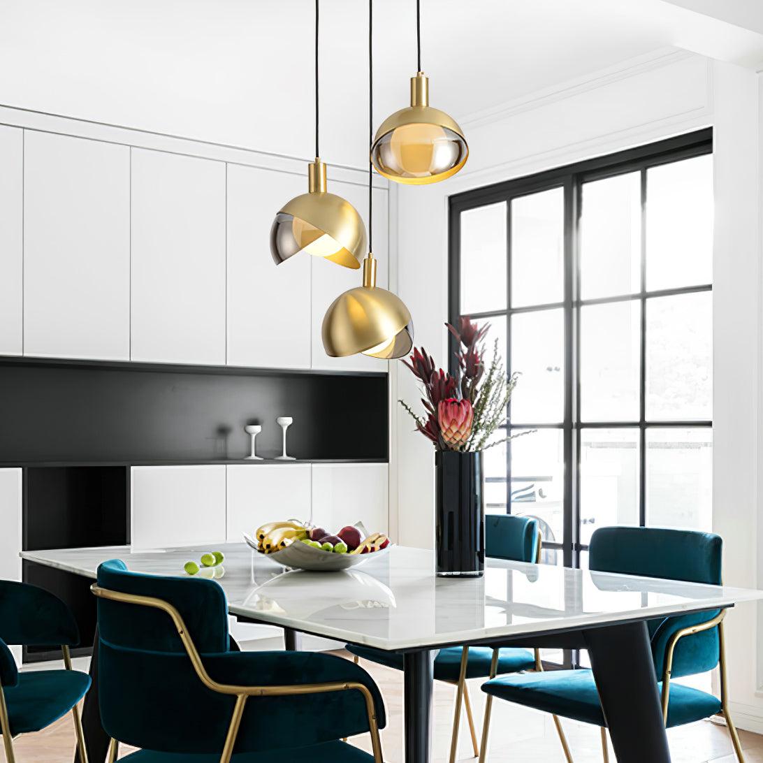 Half Round Golden-Shade Pendant Light