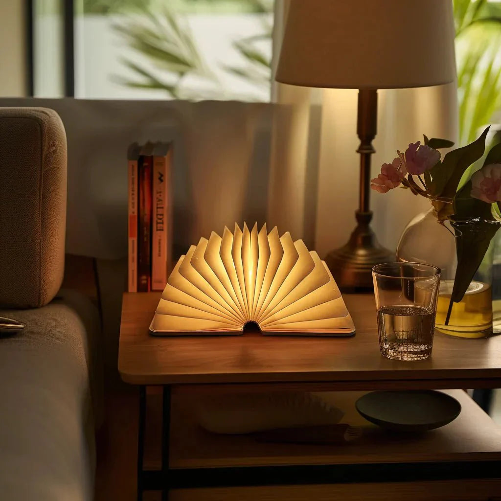 Wooden Enchanted Book Desk Lamp | Table Lamp