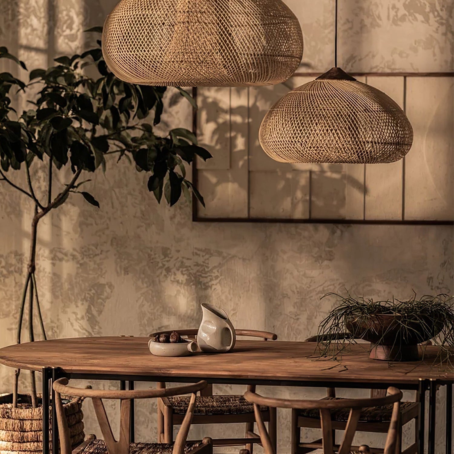 Braided Wicker Pendant Light – Cozy Living Room Decor