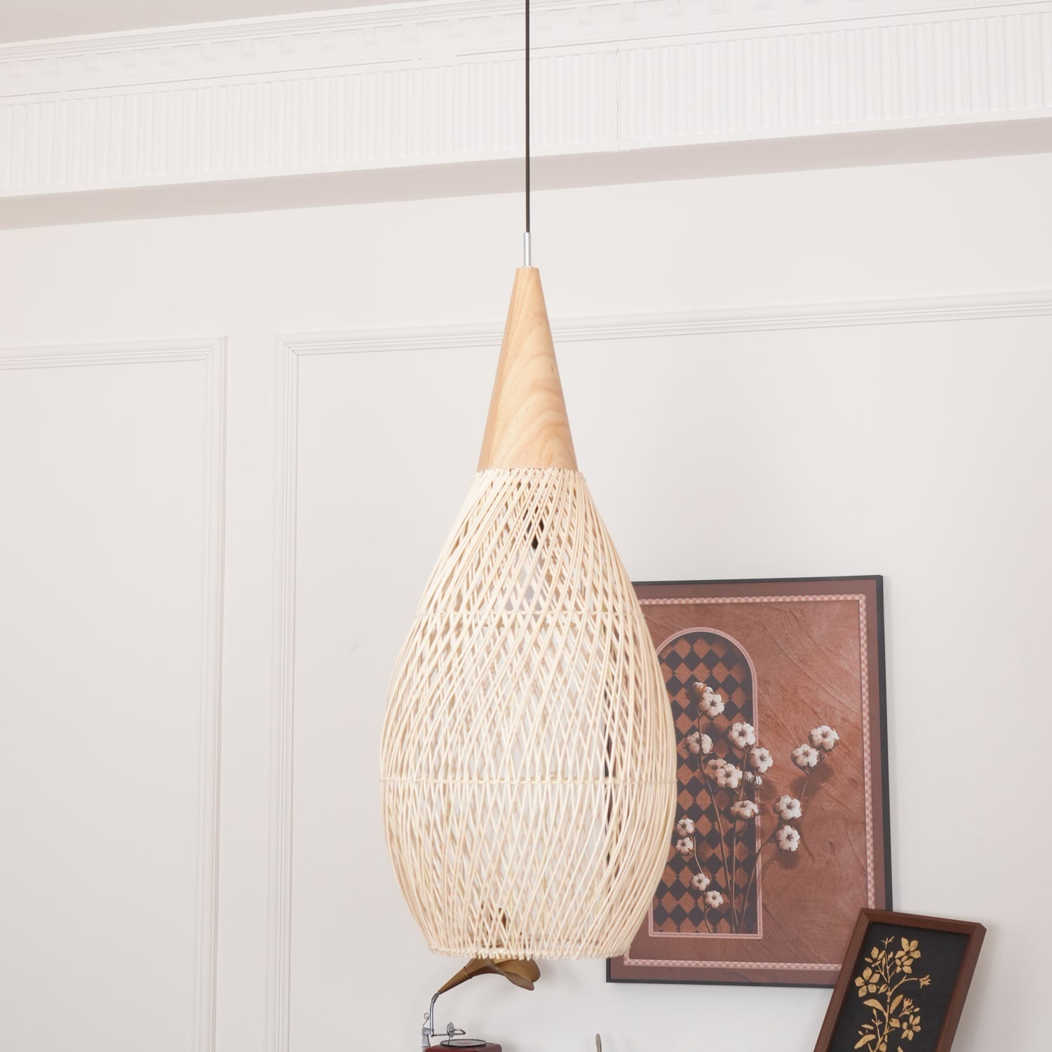 Braided Wicker Pendant Light – Cozy Living Room Decor