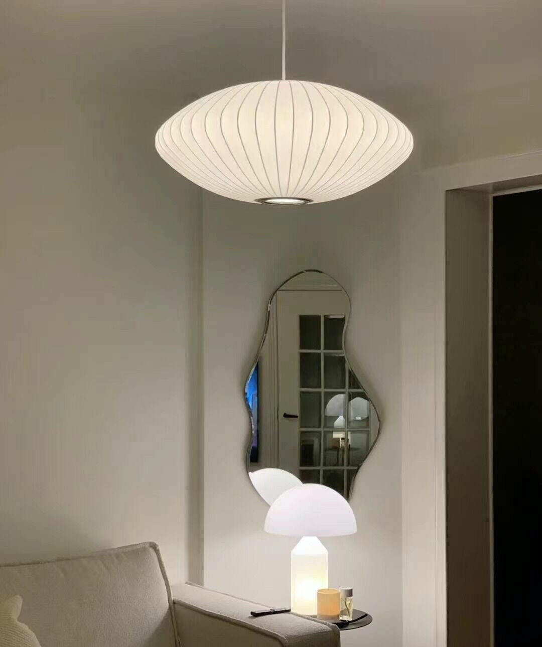 Modern Mulberry Fabric Bubble Chandelier – Hallway Decorative Pendant Lamp