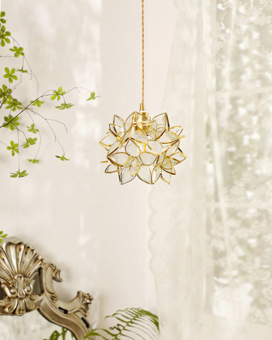 Clear Glass Capiz-Shells Pendant Light