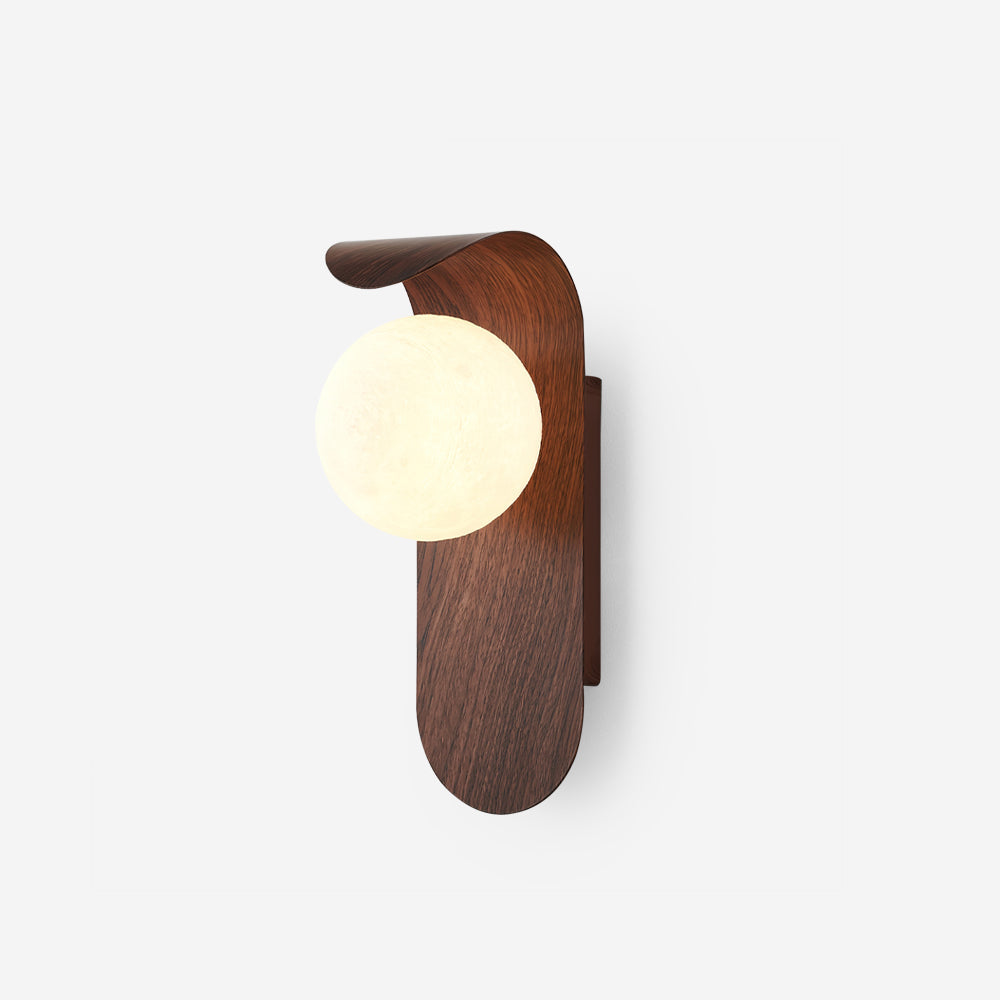 Curved LED Wall Sconce – Walnut Finish Modern Lighting