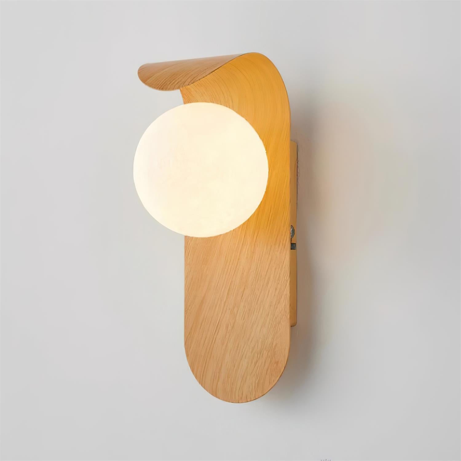 Curved LED Wall Sconce – Walnut Finish Modern Lighting