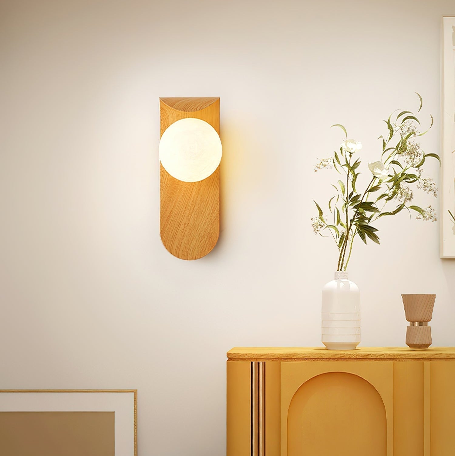 Curved LED Wall Sconce – Walnut Finish Modern Lighting