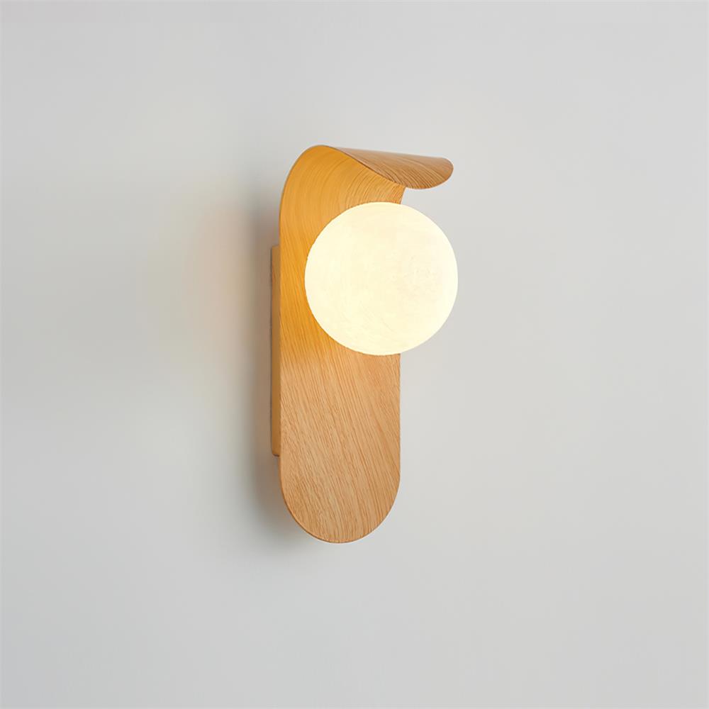 Curved LED Wall Sconce – Walnut Finish Modern Lighting
