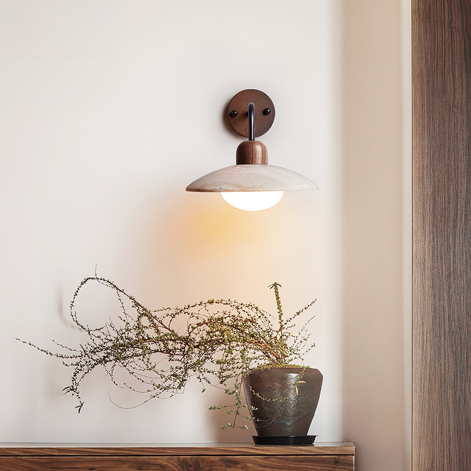 Mid-Century Travertine Wall Light – Minimalist Wall Sconce