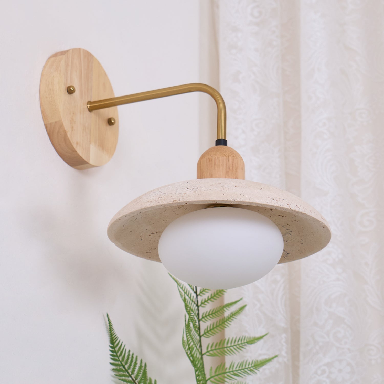 Mid-Century Travertine Wall Light – Minimalist Wall Sconce