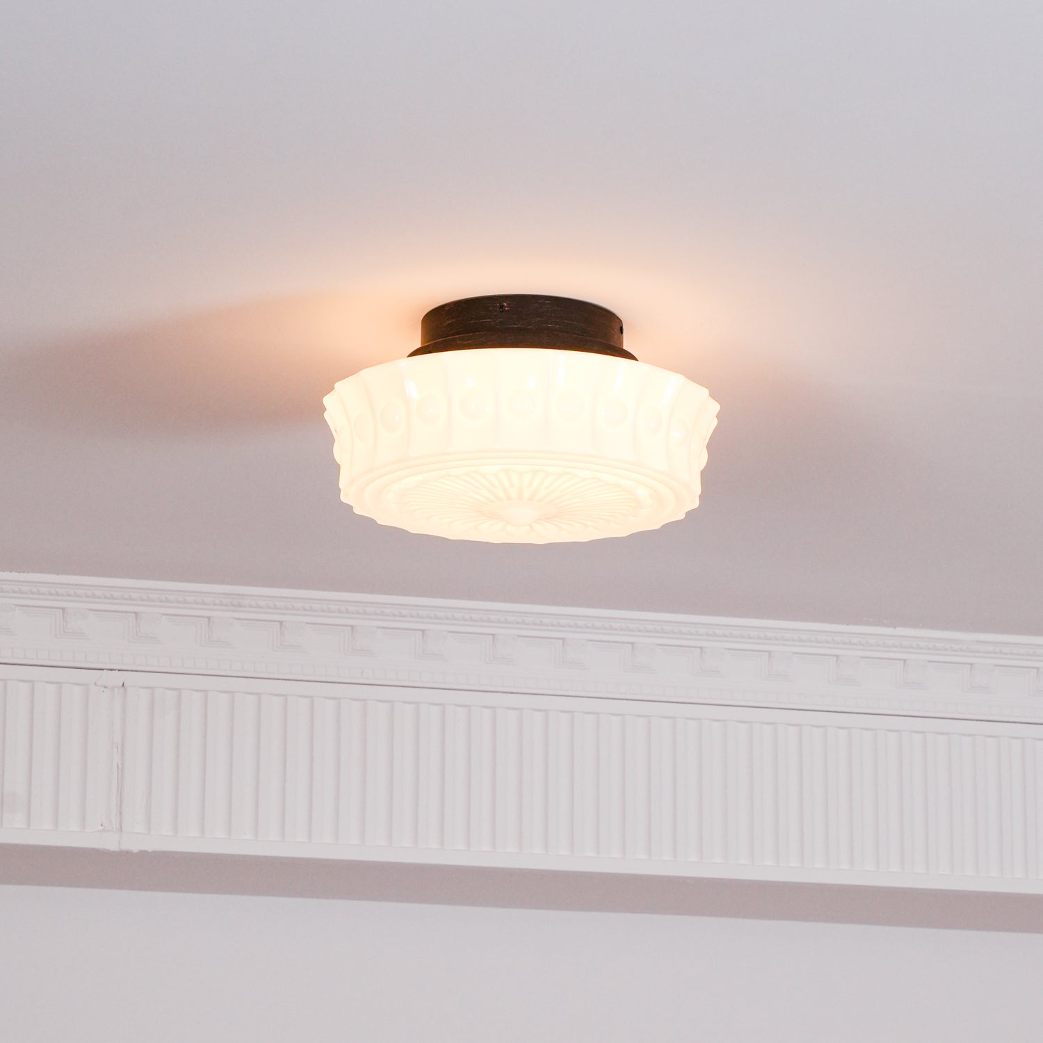 Modern Metal and Glass Ceiling Lamp - Flush Mount Light Fixture